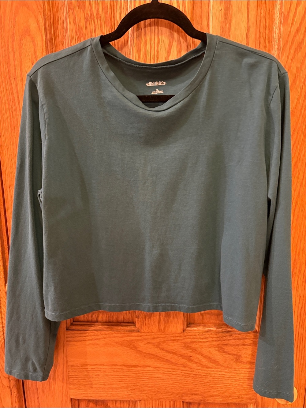 wild fable Teal-Green Long Sleeve Cropped Tee